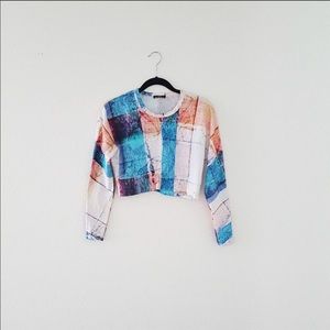 ZARA color block long sleeve crop